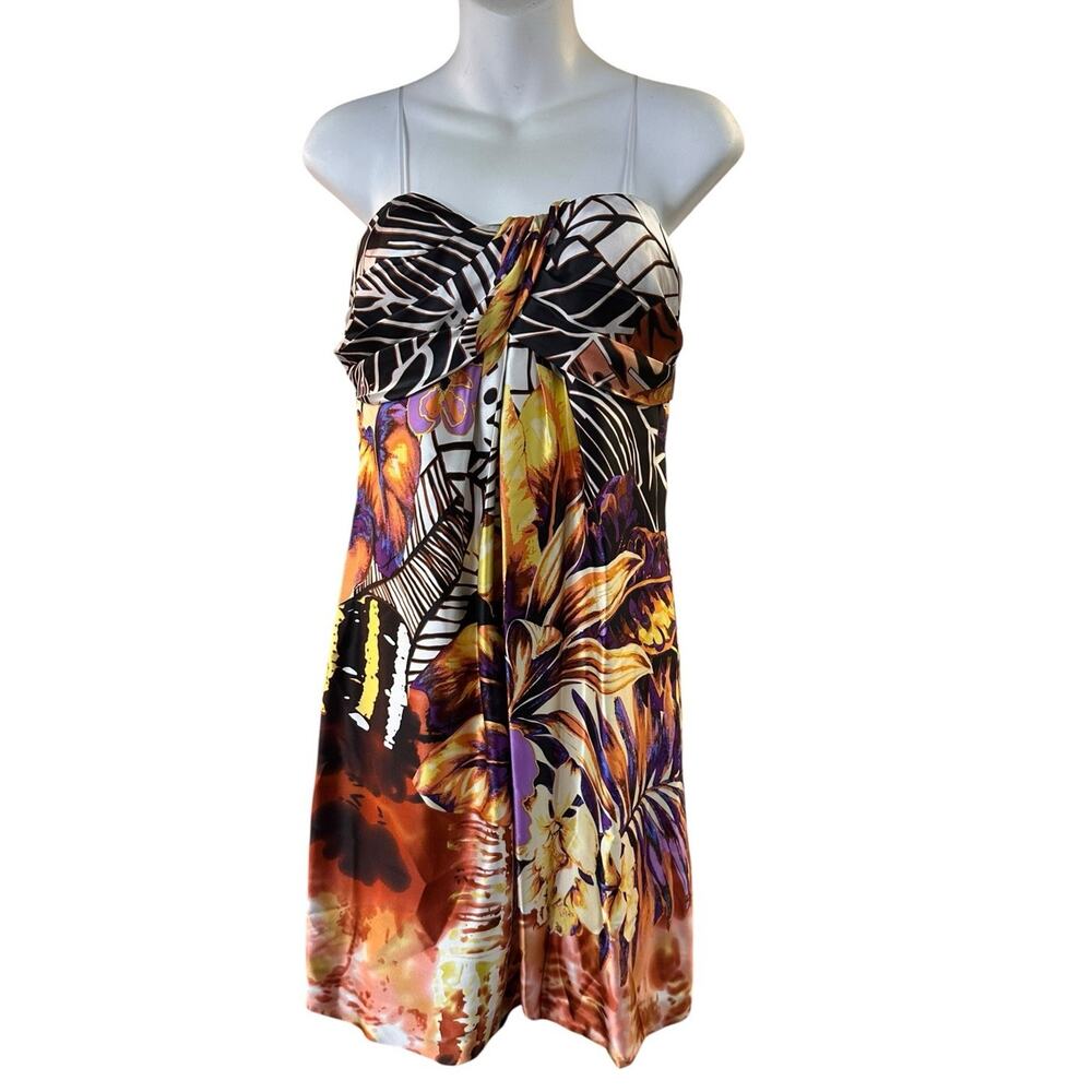 Cache Strapless Floral Cocktail Dress Party Wedding Guest Y2K Sz 12 NWT
